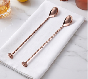 Cuillères à bar en cuivre élégantes, agitateurs à cocktail à manche torsadé, outils de bar modernes réutilisables pour mélanger les cocktails - Product Image 5