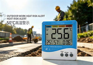 Medidor de Temperatura y Humedad con Alarma de Golpe de Calor, Reloj, Memoria de Máxima/Mínima, Interruptor °C/°F - Product Image 6