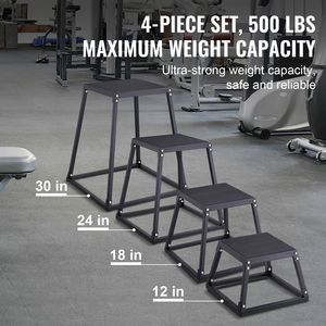 Set di Box Pliometrici in PVC 12/18/24/30 Pollici, Piattaforme Antiscivolo per Allenamento Fitness e Agilità in Palestra - Product Image 2