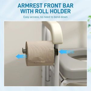 Silla de Ruedas con Inodoro Gris para Personas Mayores, Equipo de Seguridad para el Baño Junto a la Cama para Ancianos - Product Image 6