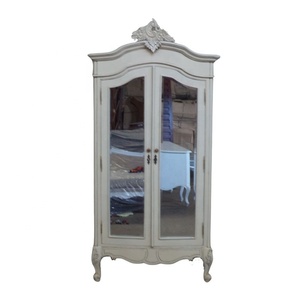 Armoire de style français, armoire rococo à deux portes avec miroir, placard en bois massif pour l'intérieur de la chambre à coucher de style européen - Product Image 5