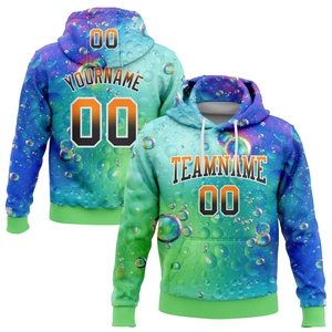 Venta al por mayor directa de la industria: Nuevo diseño personalizado, camiseta de hombre con burbujas 3D coloridas en azul trueno, naranja bahía, negro y verde neón degradado. - Product Image 1