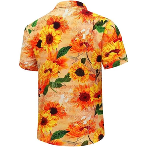 Chemises Hawaïennes Unisexe Décontractées à Motifs Floraux pour Hommes, Chemises Aloha Décontractées à Boutons, Chemises Hawaïennes Personnalisées à Motifs Tournesol pour Hommes - Product Image 2
