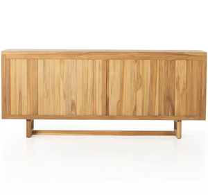 Buffet moderne en teck massif avec portes en rotin naturel, mobilier de salle à manger en bois écologique et minimaliste pour chambre et hôtel - Product Image 3
