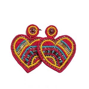 Pendientes Largos de Borlas Multicolor con Cuentas Miyuki Estilo Bohemio HEART para Mujer, Joyería de Moda Colgante para el Día a Día - Product Image 3