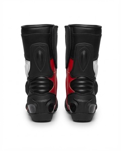 Botas de Motociclismo de Cuero Genuino Premium, Color Negro, Rojo y Blanco, Calzado Protector para Motociclistas, Equipo de Conducción para Hombre - Product Image 1
