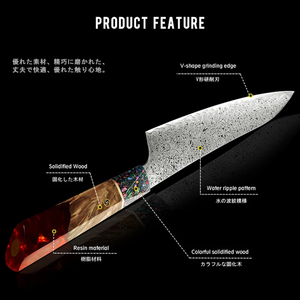 ชุดมีดเชฟเหล็กดามัสกัส LEGACY BLADES ระดับมืออาชีพ 5 ชิ้น ใช้ได้ทั้งมือซ้ายและขวา ใบมีดขัดเงา ด้ามเรซิ่น คุณภาพพรีเมียมสำหรับห้องครัว - Product Image 2