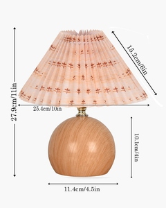 Wood Grain Round <b>Table</b> Lamp with Scalloped Shade Modern Nordic bedside lighting for <b>small</b> spaces and hotel Shop now - Product Image 5