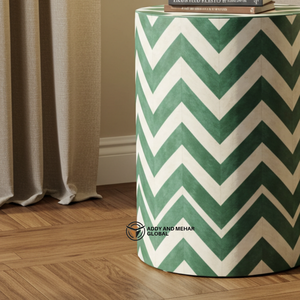 Premium Green Bone Inlay Modern Bedroom Nightstand Handmade Chevron Pattern Home Dcor - Product Image 6