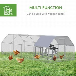 Grand poulailler métallique plat avec couverture imperméable anti-UV, enclos extérieur pour poules - Product Image 6