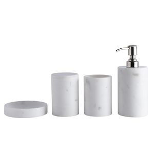 Stone Era Luxury White Marble <b>Bathroom</b> <b>Accessories</b> <b>Set</b> with Eco-Friendly Vanity Organizer Soap Dispenser Toothbrush Holder - Product Image 4