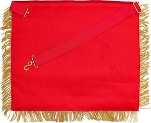 Delantal de alto sacerdote del Capítulo Real, de terciopelo rojo, con flecos y borlas, regalia premium, con bordado a mano dorado. - Product Image 3
