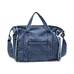 Sac fourre-tout en jean bleu délavé pour femme, vente en gros d'usine, sacs à bandoulière grande capacité, faible MOQ, personnalisation OEM/ODM - Product Image 2