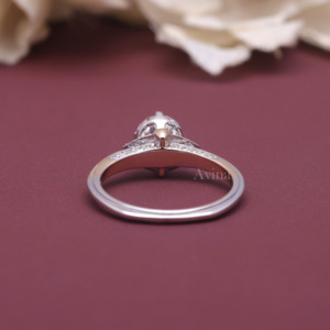 Bague de fiançailles en diamant cultivé en laboratoire certifié IGI, or 14 carats bicolore, diamant rond brillant, solitaire pour femme - Product Image 6