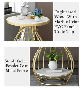 Bedside Sofa Corner <b>Table</b> with <b>Storage</b> Shelf Modern Coffee <b>Table</b> for Living Room Bedroom Apartment Metal Frame with Wooden Top - Product Image 4