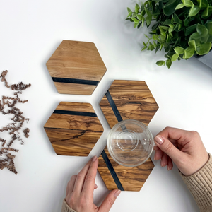 Ensemble de dessous-de-verre modernes de luxe en résine et bois avec sets de table – Écologiques, réutilisables, extra grands, vente en gros usine - Product Image 1
