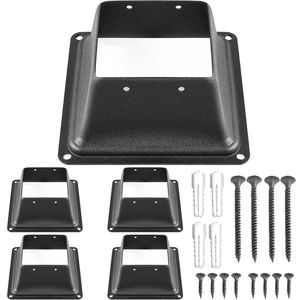 5 unidades de base de poste de terraza con recubrimiento de polvo negro de 4x4 pulgadas, con brida de soporte de 2.5 libras, tamaño real de 3.38x3.38 pulgadas para terrazas - Product Image 1