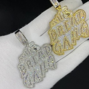 Eagle Moissanite Pendant 18K Gold Filled Channel Setting Baguette Cut Hiphop Charm Unisex Everyday Wear - Product Image 5
