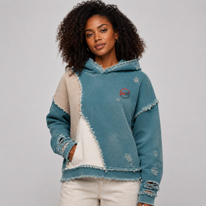<b>Top</b> Quality Women <b>Distressed</b> Hoodie Custom Logo Soft Cotton Fleece Warm Breathable Casual Streetwear Pullover Hoodie Wholesale - Product Image 1