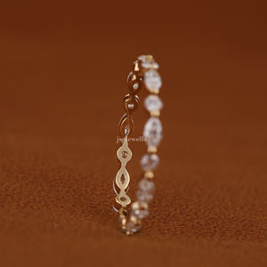 Anillo de Boda Personalizado de Oro Amarillo de 14K con Diamante Creado en Laboratorio, Corte Marquesa y Redondo, Anillo de Aniversario para Mujer, Precio de Fábrica - Product Image 5