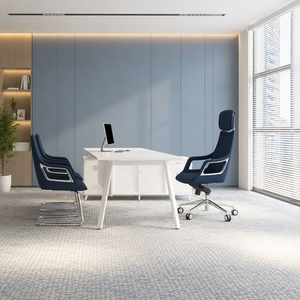 Escritorio Ejecutivo Moderno de Madera Blanca, Diseño Minimalista, Silla Ergonómica Incluida, para Uso en Oficina en Casa - Product Image 1