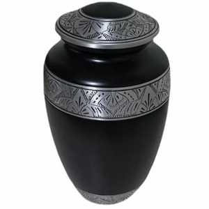 Urnes funéraires décoratives noires pour cérémonies commémoratives, design classique, couleur personnalisée, pots funéraires en métal pour cendres. - Product Image 2