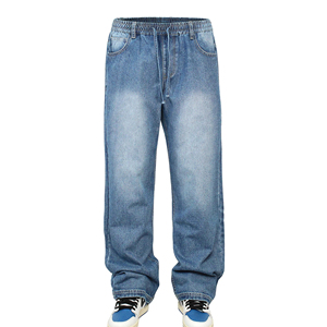High Demand Manufacturers <b>Retro</b> Slim Fit Baggy Casual Breathable Washable Jeans Men Solid Color Straight Denim Summer Winter - Product Image 4