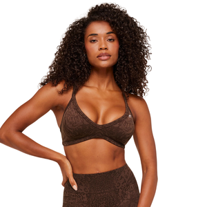 Sujetador Deportivo con Estampado de Leopardo para Mujer, con Logotipo Personalizado, Soporte Ligero, Transpirable, para Yoga, Fitness, Gimnasio, Entrenamiento, Color Marrón Suave - Product Image 1