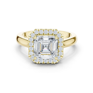 Anillo de fiesta de oro amarillo de 14 quilates con diamante de laboratorio de corte Asscher de 14k, anillo de boda de lujo con certificado GRA para mujer - Product Image 1