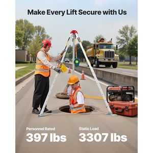 Kit de Trípode de Rescate de Alta Resistencia para Espacios Confinados, Cabrestante de 1200 Libras, Patas Ajustables de 4.1 Pies, Cable de 65 Pies, Protección Portátil Contra Caídas - Product Image 2