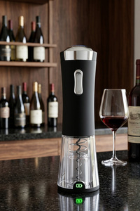 Ouvre-bouteille électrique VINIFERA TECH rechargeable avec LED, design moderne, acier inoxydable noir et argent - Product Image 5