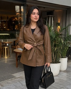Manteau long en cuir véritable pour femme Champ King - Product Image 2