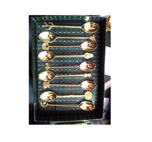 Brass Dessert Spoon/Butter <b>Knife</b>/Fork/Mini Handle Spoon Set Eco-Friendly Mirror Polish 10ml Capacity Gold Box for Giveaways - Product Image 3
