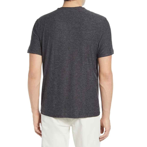 T-shirt homme bleu marine à col rond, manches courtes, coupe classique, couleur unie, tricoté, design uni. - Product Image 4