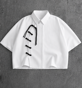 เสื้อเชิ้ตแขนสั้นผู้ชายแบบลำลอง ปกคอพับ เสื้อเชิ้ตฤดูร้อน - Product Image 1