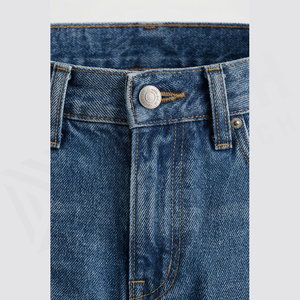 Jean en denim coupe droite taille haute pour homme, coupe régulière, en coton tissé délavé, avec fermetures éclair, style décontracté printemps - Product Image 4
