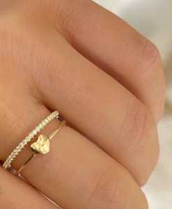 Puffy Heart Stackable <b>Rings</b> <b>Plain</b> Gold Minimalist 14K Solid Gold Wholesale Everyday Wear Dainty Elegant Simple Fine Jewelry Band - Product Image 2
