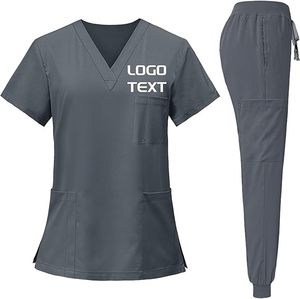 Tenue d'infirmière médicale d'hôpital à manches courtes en mélange coton-polyester, col en V, pour femme, best-seller - Product Image 1