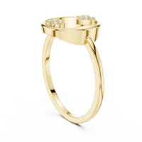 Bague de fiançailles élégante en or jaune avec diamant de laboratoire en forme de cœur ouvert |   Bague de promesse minimaliste moderne pour femme, cadeau