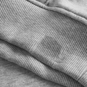 กางเกงวอร์มผ้าฝ้ายหนาสองชั้นผ้าฟลีซสีดำเรียบๆไม่มีเชือกกางเกงและชุดเสื้อมีฮู้ด - Product Image 5