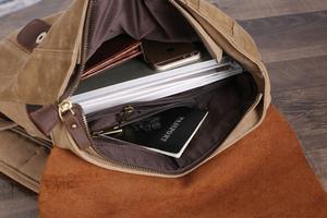 Sac à dos en toile et cuir véritable, look moderne, pour voyage, ordinateur portable, imperméable, haute qualité, vente en gros, personnalisable, capacité 36-55L, sur mesure - Product Image 2