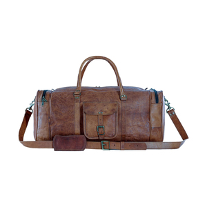 Bolsa de Viaje de Cuero Genuino para Hombre, Bolsa de Fin de Semana con Múltiples Compartimentos, Forma Rectangular, Cierre de Cremallera, Asa Superior - Product Image 1