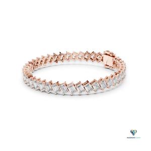 7.52 CT Rose <b>Gold</b> Emerald Cut Lab Grown Diamond Tennis Bracelet in 14K <b>Solid</b> <b>Gold</b> - Product Image 4