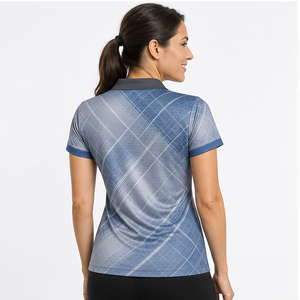 Polo Personalizado para Mujer en Gris Azulado con Línea Diagonal, de Secado Rápido, Transpirable, Manga Corta, Uniforme de Golf de Alto Rendimiento WPS-0799 - Product Image 3