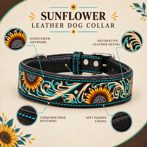 Collar de Cuero para Perro ROYAL INTERNATIONAL RI-DC05 con Diseño Floral Pintado a Mano, Ajustable, Estilo Occidental - Product Image 5