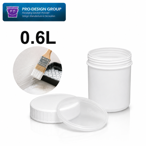 Seau à peinture en plastique à large ouverture de 0,6 L avec bouchon à vis, petit seau en plastique pour l'emballage et le stockage d'échantillons de peinture - Product Image 1