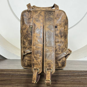 Sac à dos vintage en cuir pleine fleur véritable avec plusieurs poches, sacs de voyage, de travail et d'école, style rustique, tendance pour hommes et femmes, usage quotidien - Product Image 5