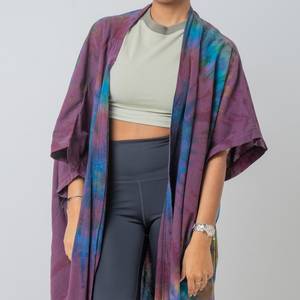 Robe de soirée moderne Tie Dye Summer Resort Wear Robe de soirée à la main Boho Beach Kaftan Kimono Robe Deep V Neck Bandeau Trendy Hot - Product Image 2