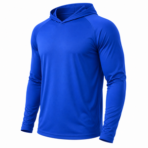 เสื้อฮู้ดดี้ลำลองแขนยาวสีน้ำเงินรอยัลสำหรับผู้ชาย พิมพ์ลายด้วยความร้อน แบรนด์สั่งทำได้ แห้งเร็ว ผ้าโพลีเอสเตอร์ 140 กรัม สีพื้น สำหรับตกปลา - Product Image 5