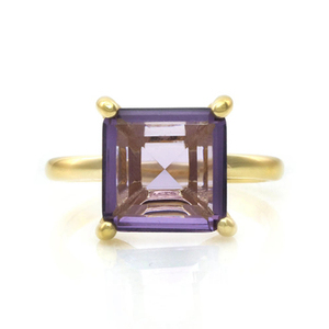 Nuevo Éxito de Ventas, Anillo de Plata de Ley 925 Hecho a Mano con Amatista Natural, Corte Cuadrado Facetado, Gema Púrpura, Anillo de Boda, Regalo - Product Image 2